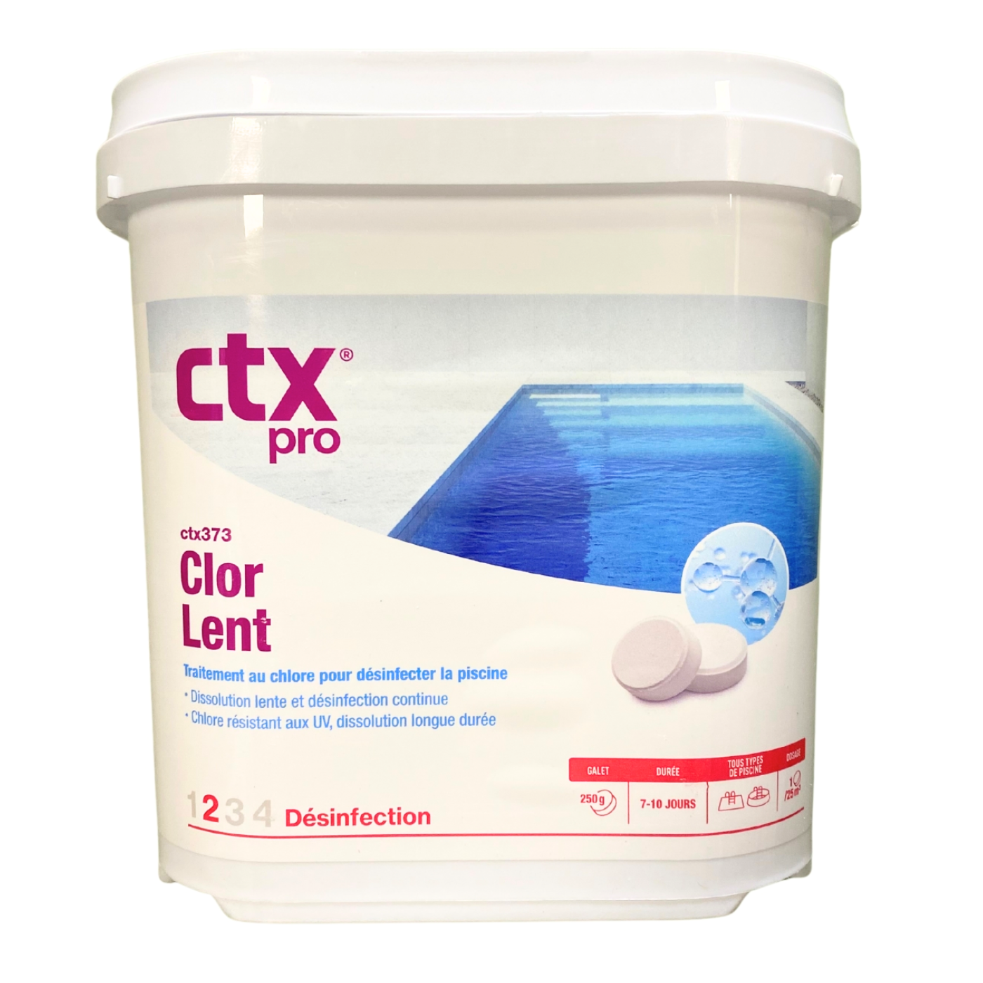 Chlore lent CTX-370 sans acide borique et cuivre 5Kg (lot de 4) main image 0